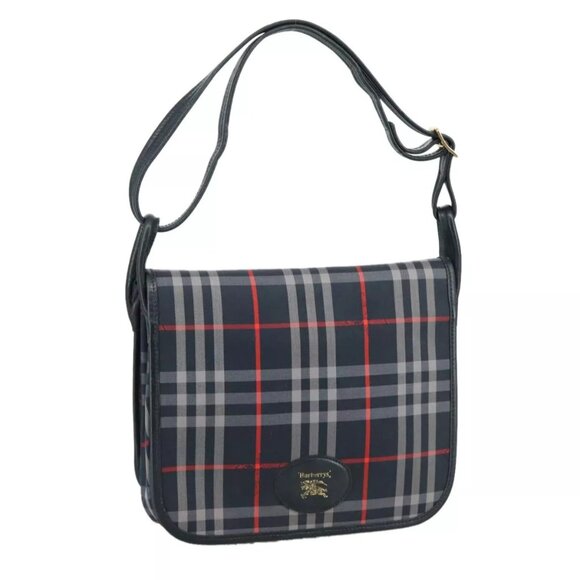 Burberrys Nova Check Shoulder Bag Canvas Navy - Picture 1 of 16